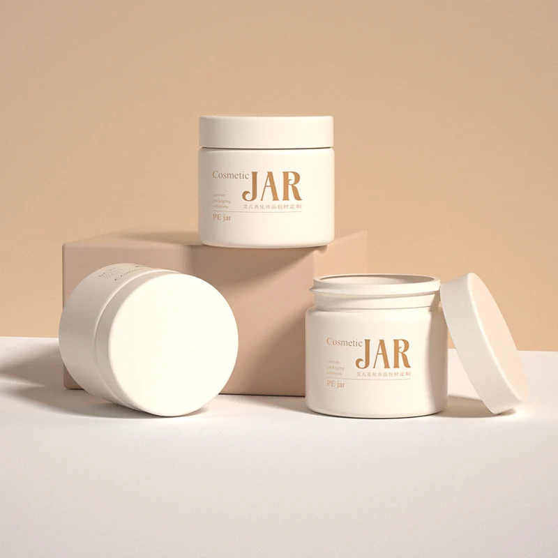 60ml 2oz empty PE green body butter jars plastic jar container for cosmetic packaging