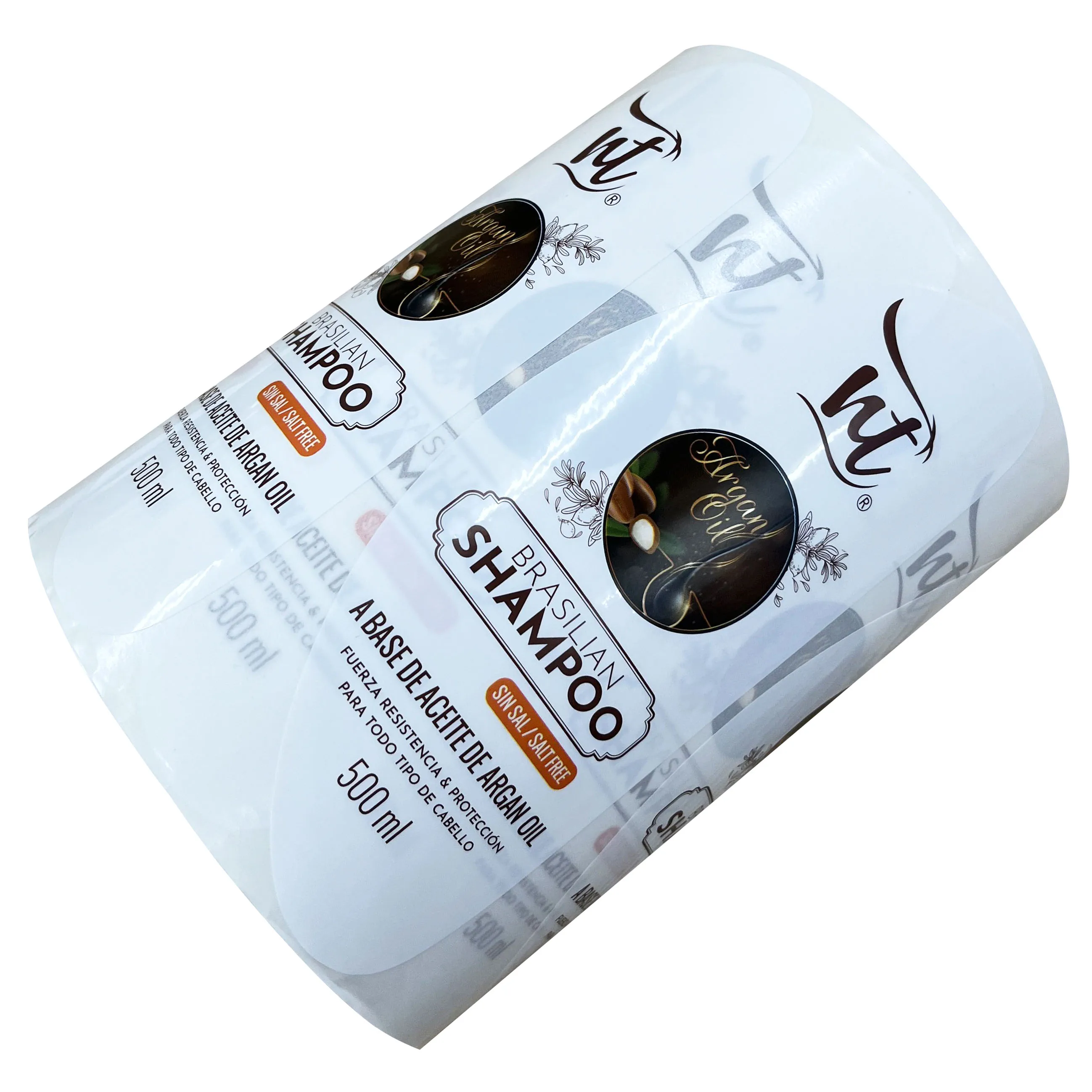 Custom printed waterproof white vinyl shower gel labels for daily care products