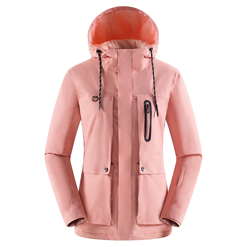
Women High Quality Waterproof Windbreakers with Hood Breathable Cargo Tactical Softshell Jacket 