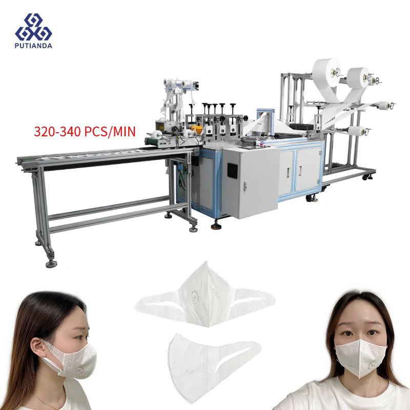 Полностью автоматическая машина для конкурентоспособная цена высокая скорость 120-320 шт/мин петли уха эластичная широкая повязка для ушей 3 слоя 3d по производству мадицинских масок