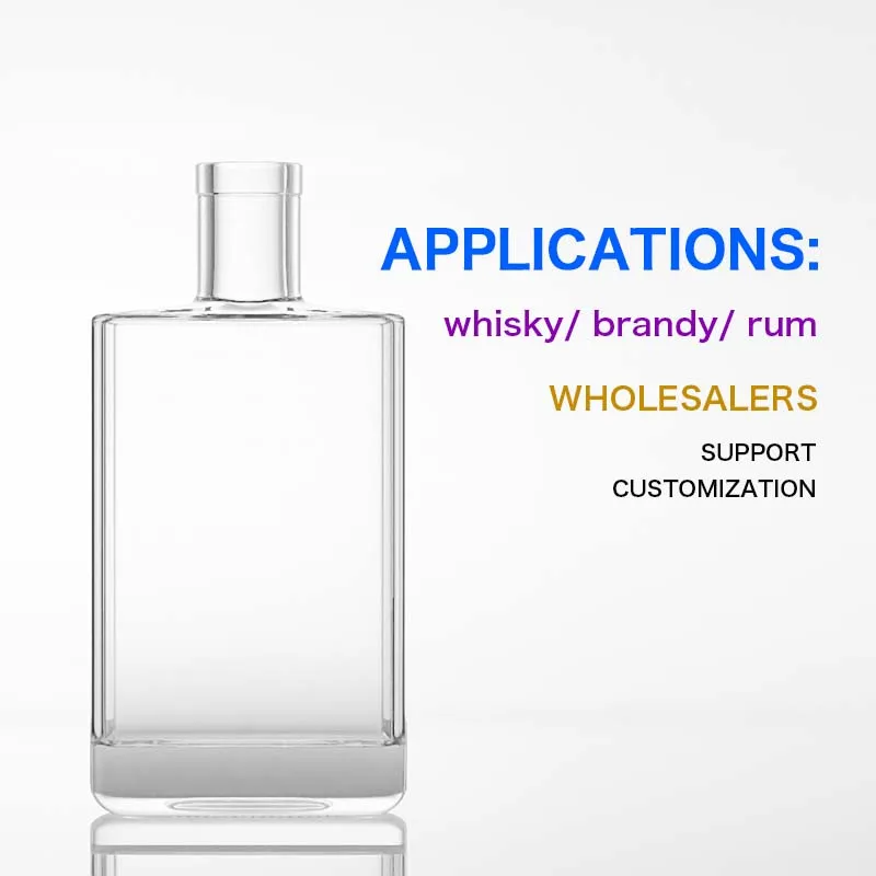Popular Square Glass Bottles With Different Weight Capacities Designs 750ml 1000ml For Distillery