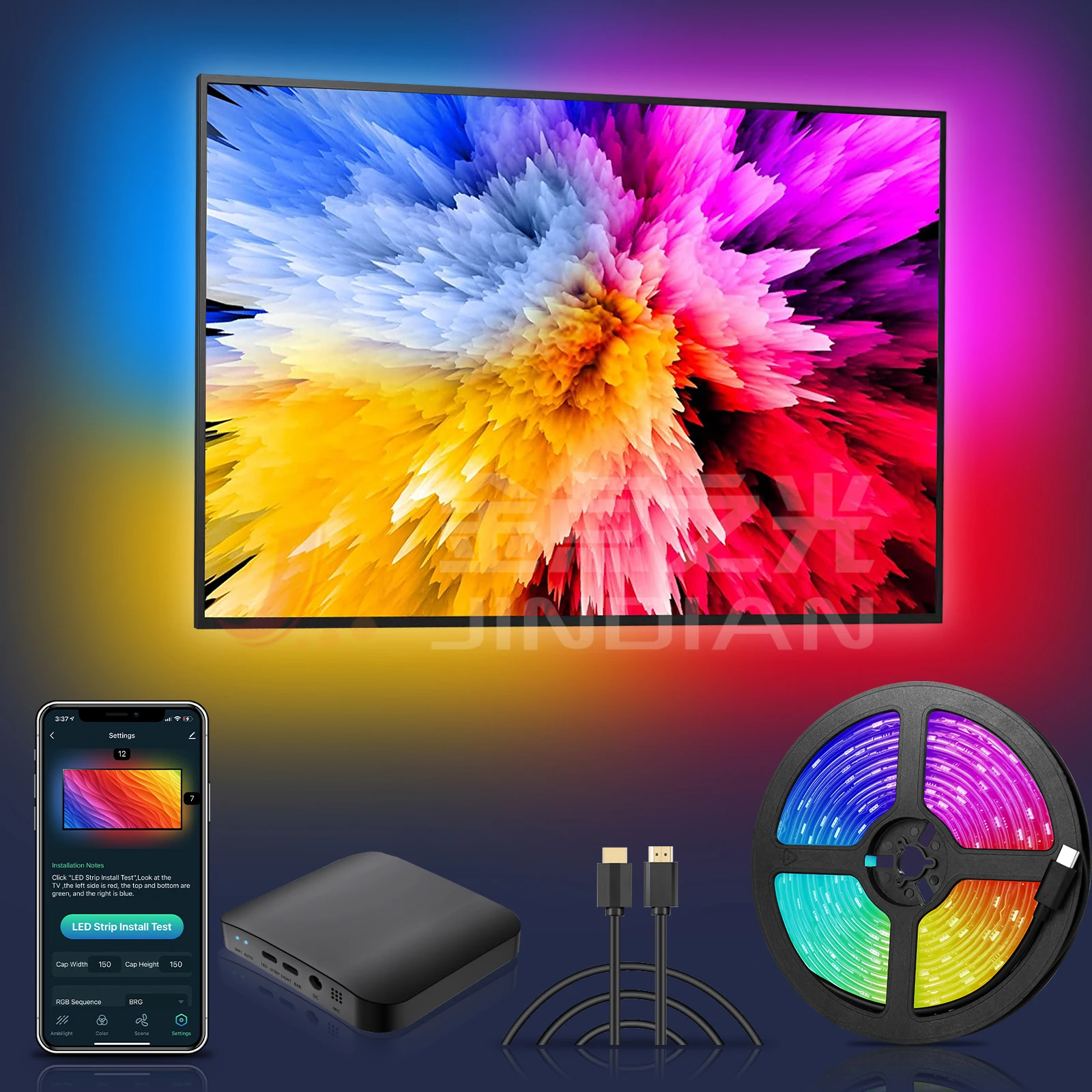 Smart APP WIFI Tuya SMD 5050 RGB Colorful DC12V TV Background Lighting Led Strip