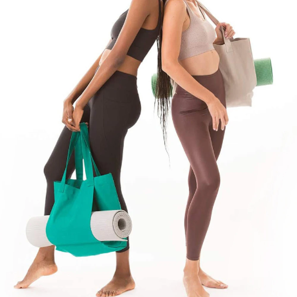 Large Yoga Mat Bags and Carriers Custom Logo Fashion Design Yoga Gym Shoulder Bag Eco Friendly Cotton Canvas Yoga Tote Bags