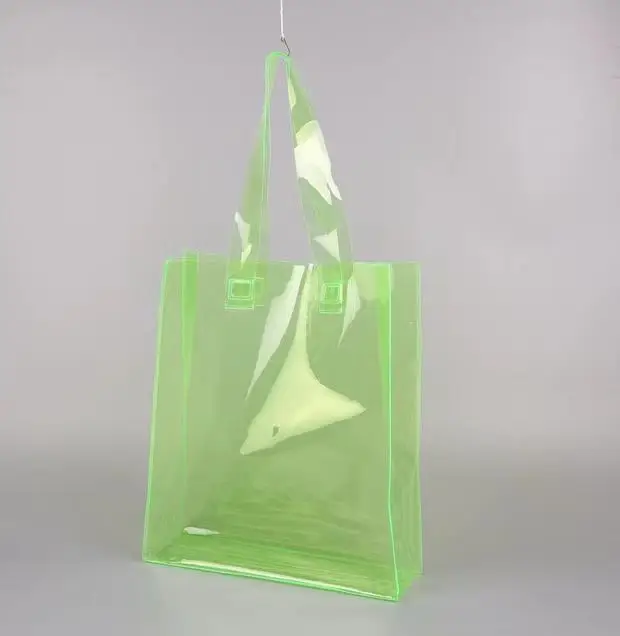 Custom Logo Printed Eco Friendly Reusable Clothing T-shirt Plastic Bags Recyclable Holographic PVC Handbag Shopping Bags