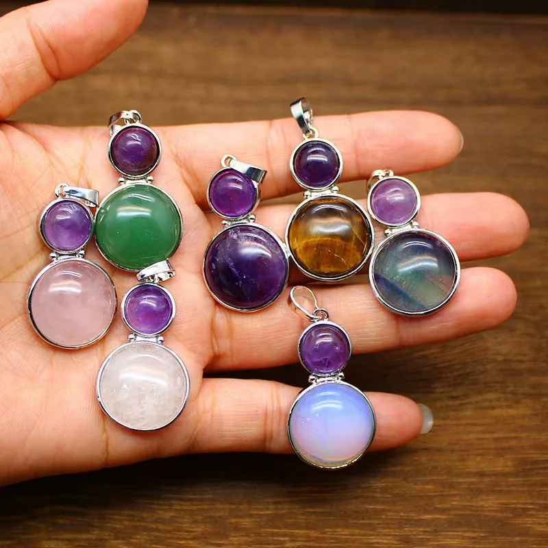 Fashion natural stone jewelry two stones pendant designs gourd shaped charm pendant DIY jewelry accessories pendant for necklace