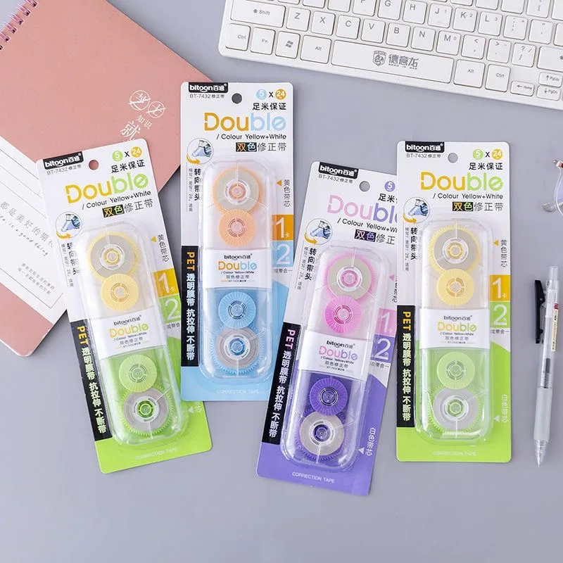 Cute School Stationery Correction Tape Creative Cartoon Double Color Correction Tape