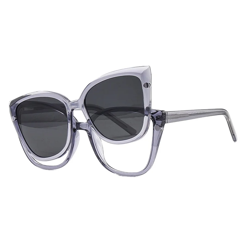 High Quality Polarized Sunglasses New Cat Eye Design Glasses Black TR90 Clip on Sunglasses for Women Men Wholesale