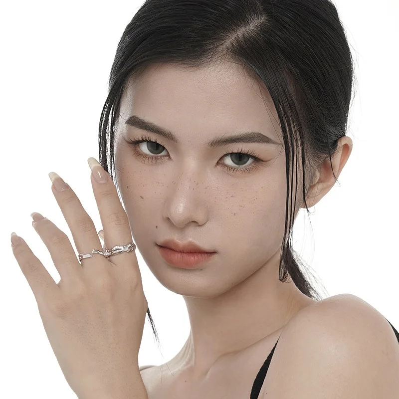Icebela Jewelry 925 Sterling Silver Korean Version Of Simple All-in-one Hollow Broken Ring Female Hawaiian Pearl Rings