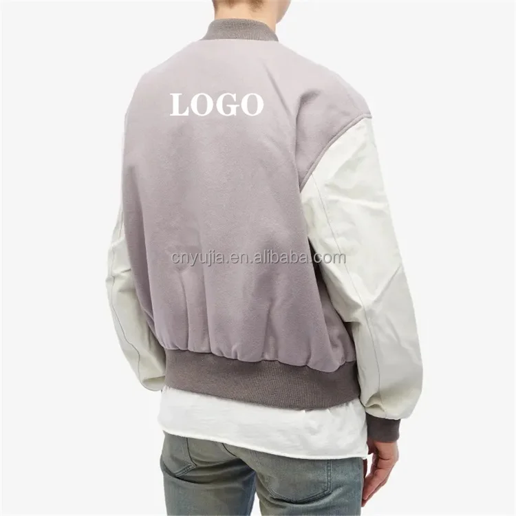 OEM Custom patch chenille embroidery virgin wool bomber letterman varsity jacket  for men