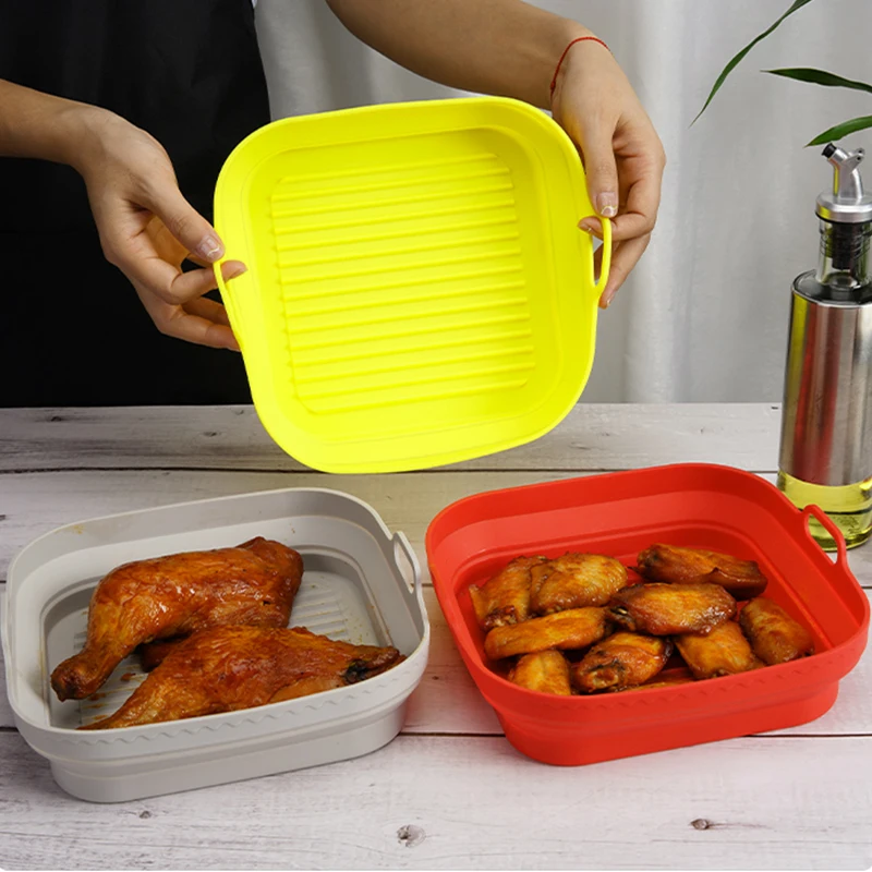 Food Grade Air Fryer Collapsible Oven Liner Basket Easy to Clean Silicone Baking Plate