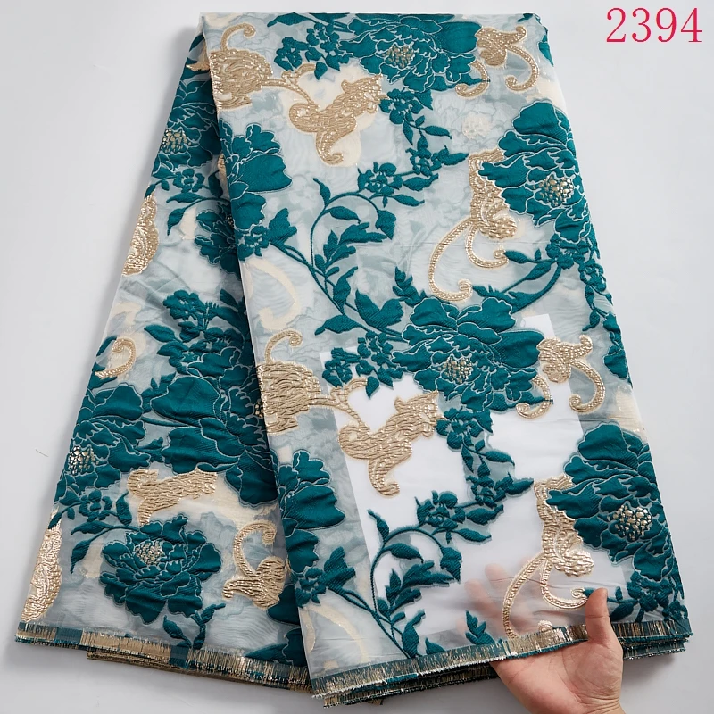 2021 High Quality African Lace Brocade Jacquard Fabric Lace 5 Yard French Brocade Bridal Fabric For Dress Nigerian Party 2394