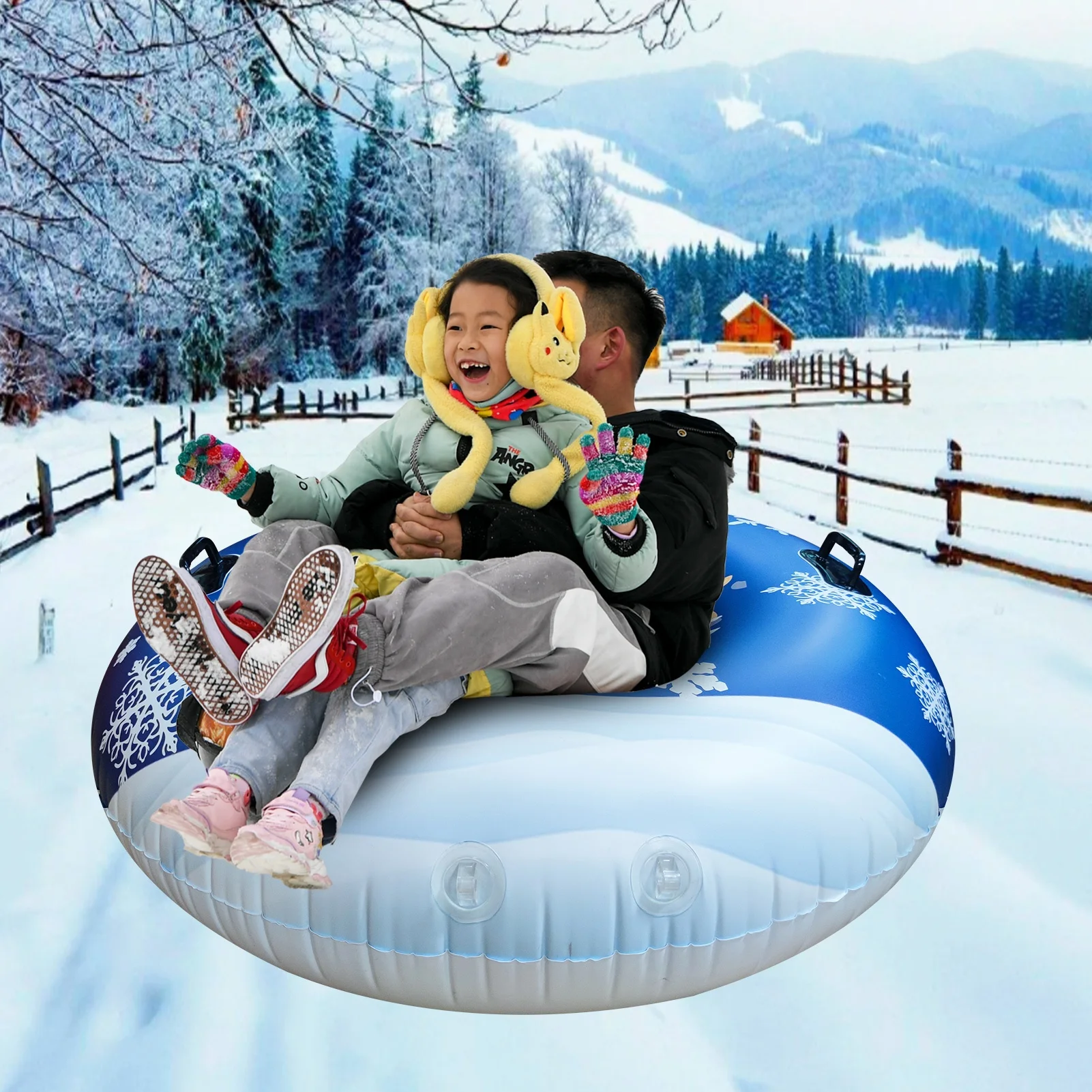 Изготовленные на заказ фабрики снеговая труба Heavy Duty надувной снежные сани с ручками для катания на коньках Зимний отдых на открытом воздухе