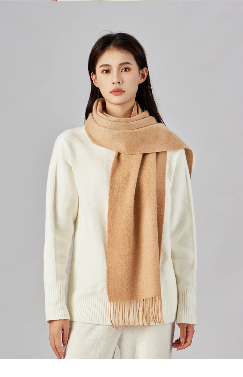 30*180 cm 100% Wool Cashmere Shawls Solid Color Ponchos Winter Wool Winter Neck Scarves Supplier Wholesale