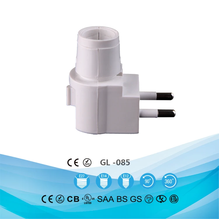 CE ROSH European plug in approved Switch night light electrical plug socket lamp holder with 5W or 7W or 15W and 220V or 240V