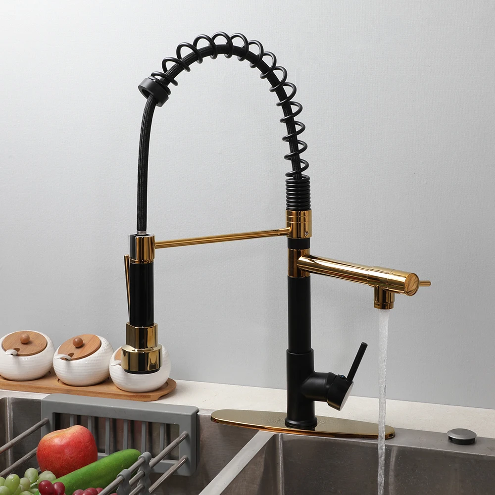 New Stainless Steel Spring Faucets Mixers & Taps Faucet Kitchen Faucet kitchen With Cover/Plate