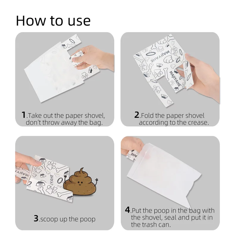 Biodegradable Cat Dog Waste Scooper with Dog Waste Bag Disposable Cardboard Poop Bags for Dogs Pet Waste Disposal  pet supplies
