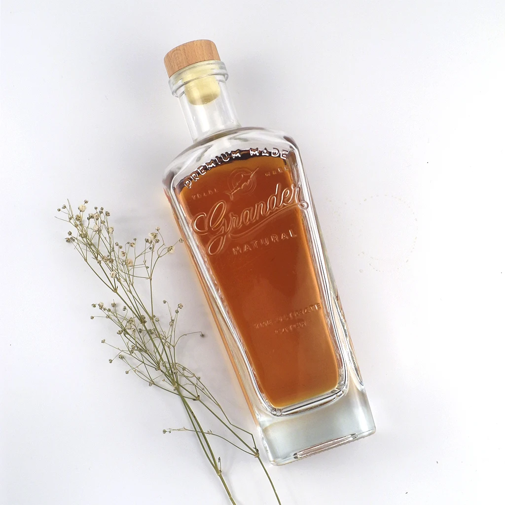 750ml Clear Round Liquor Whisky Spirits Vodka Gin Rum Brandy Glass Bottle Wholesale