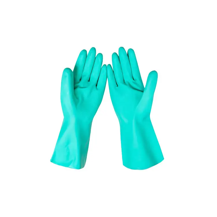 Wholesale green oil-proof nitrile gloves chemical resistant nitrile gloves