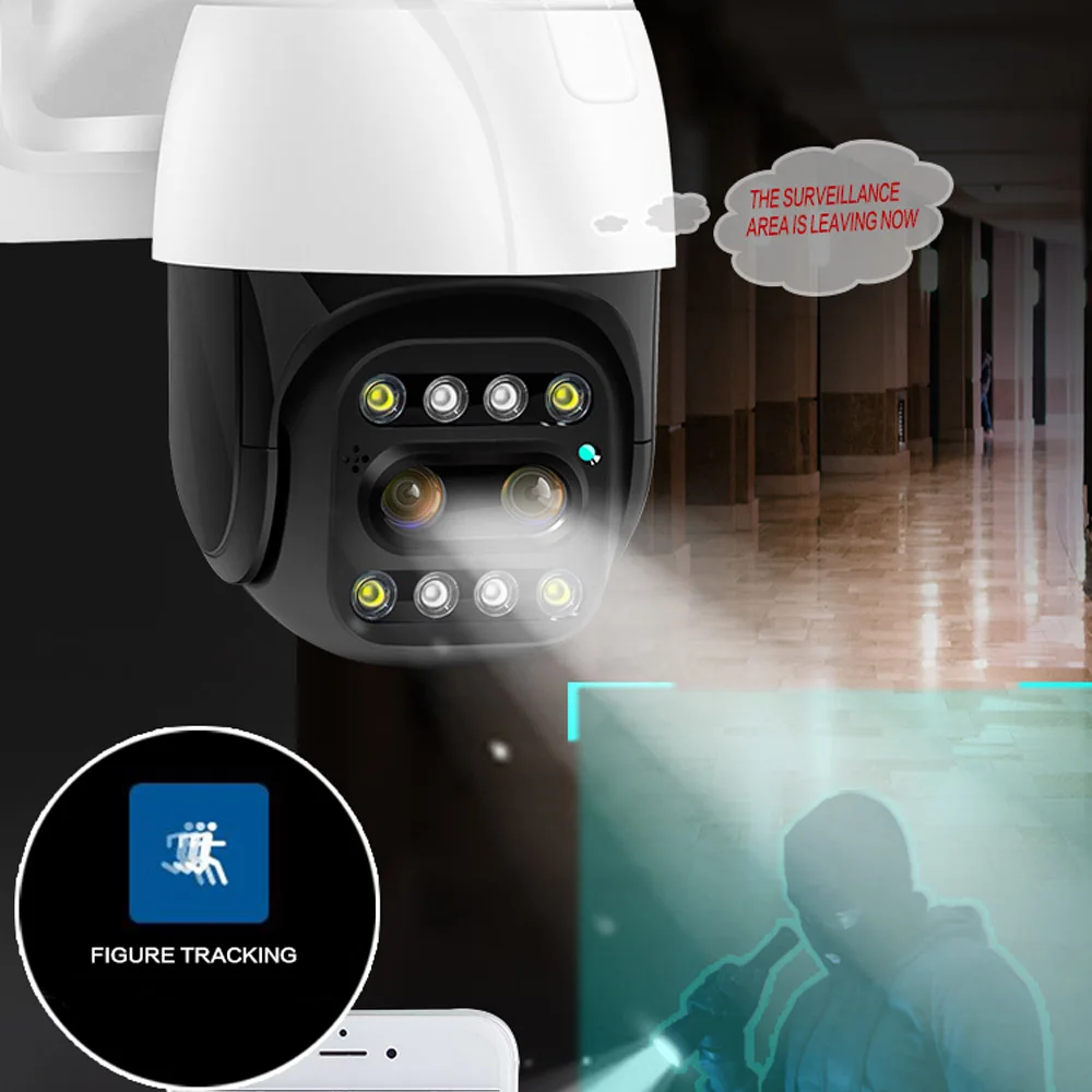 Qearim 2.5 inch dual lens pan tilt zoom mini wifi camera Wireless 10X Zoom 2MP Cheap PTZ live view network carecam camera 1080P