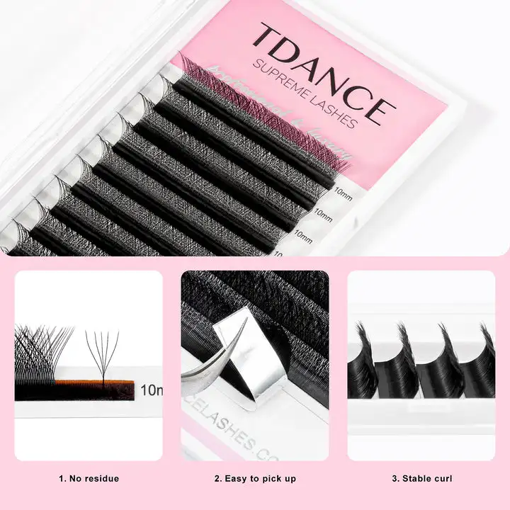 TDANCE custom private label matte wispy C D L Lu curl double tips 3D 4D 5D 6D W shaped lashes volume clover eyelash extensions