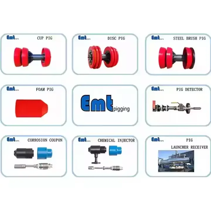 EMT Supplier Polyurethane 3 Cups Scraper Pig With Magnetic Brush Pig Cleaning System