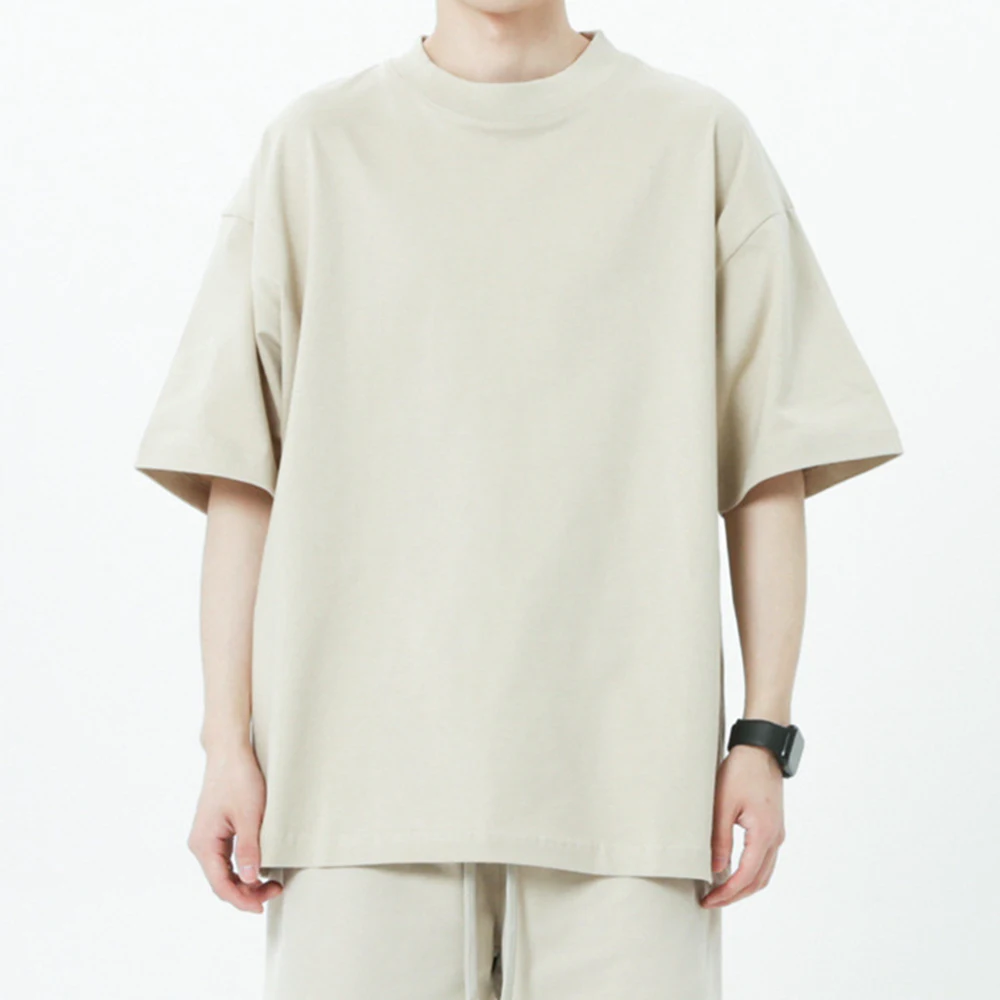 High Quality 250gsm Oversized Men Streetwear Tshirt Wholesale 100% Cotton Blanks Thick Collar T Shirt