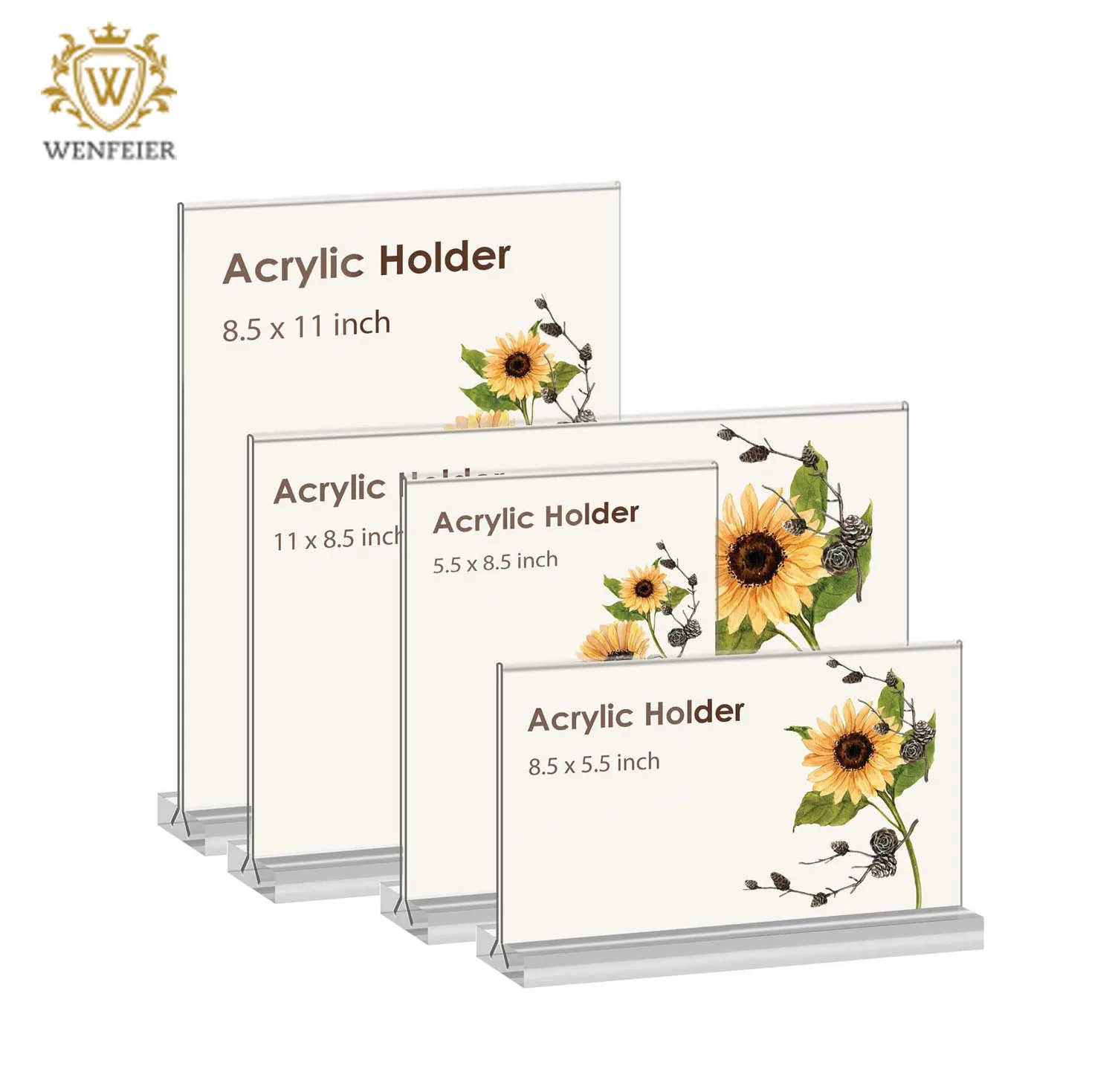 Winfeier Acrylic Double-Side Holder 8.5x11 Inch Clear Sign Display Stand AD Frame for Catering,Store