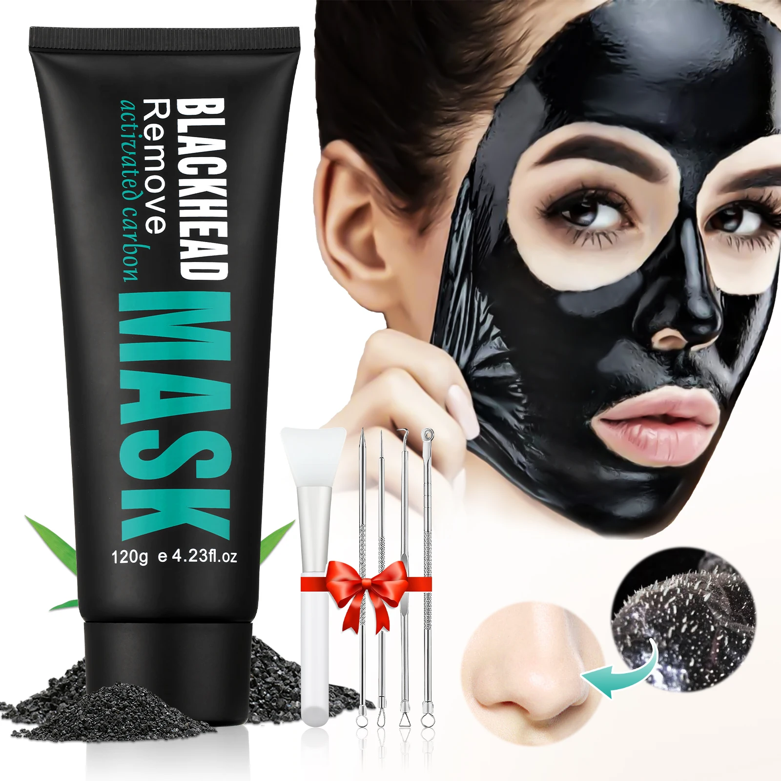 OEM Natural Oragnic Blackhead Remover Facial Mask Acne Remover Set Activated Carbon Deep Cleansing Face Mask