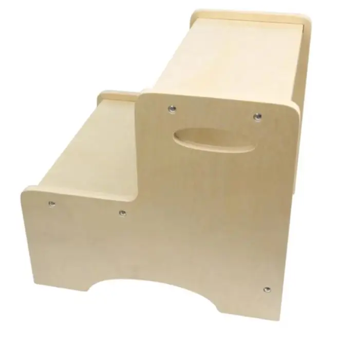 Factory Price Adjustable Two Step Wooden Stool Two Climbing Ladders Wooden Toddler Step Stool for Kids