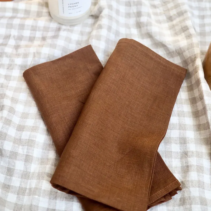 Factory customization Embroidery LOGO Banquet Table Restaurant Decoration Elegant Washable 100% Cotton Linen Cloth Table Napkin