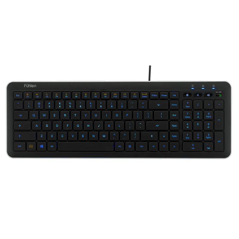 Fuhlen L460 Office keyboard high quality ergonomic backlight 104 keys wired keyboard volume control keys custom LOGO