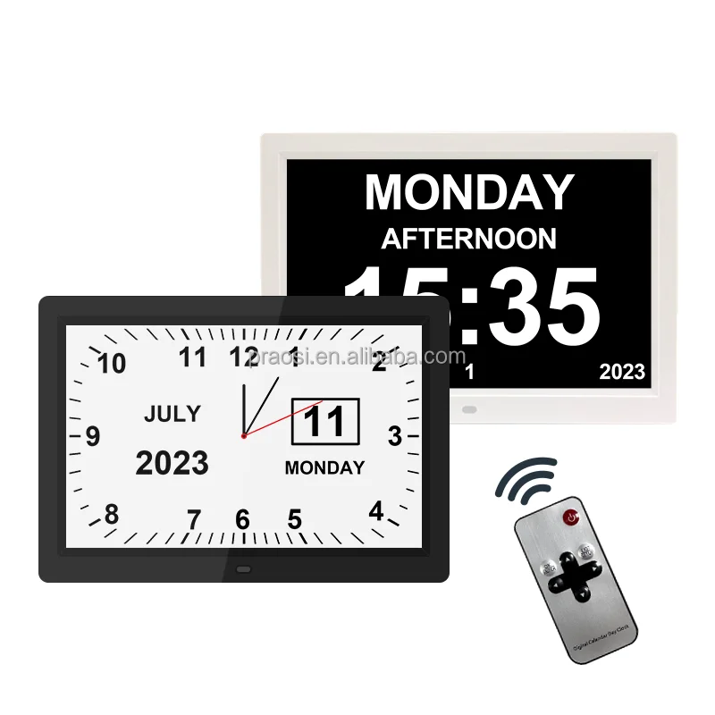 Pros wall mount Reminder Memory Loss 12 inch digital calendar day clock for dementia Or alzheimer elderly seniors