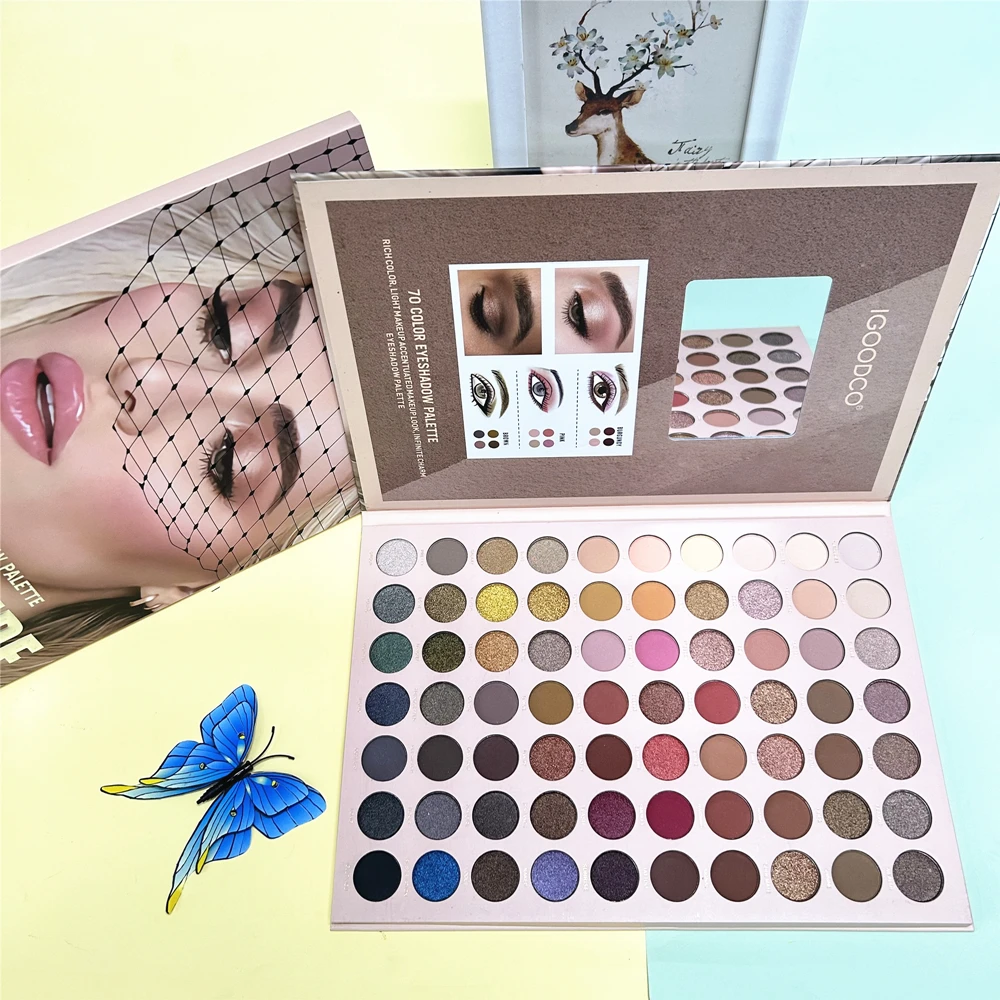 Customize your brand Eyeshadow Shimmer Pressed Palette In stock Makeup Pigmen Nude Eye Shadow Palettes 70 Color Eyeshadow