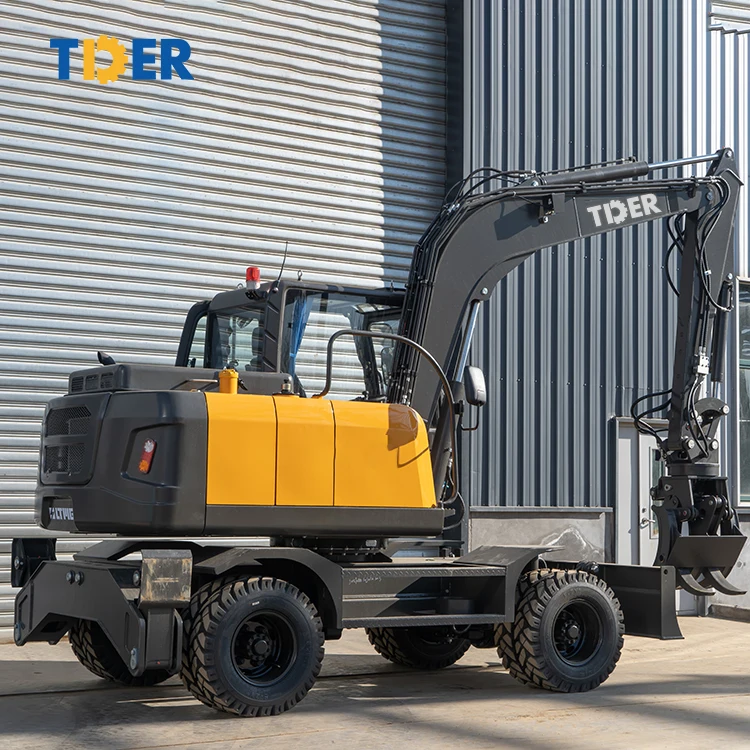 TDER Customize Logo diesel engine TWE 8500KG 8.5ton wheeled excavator with attachment