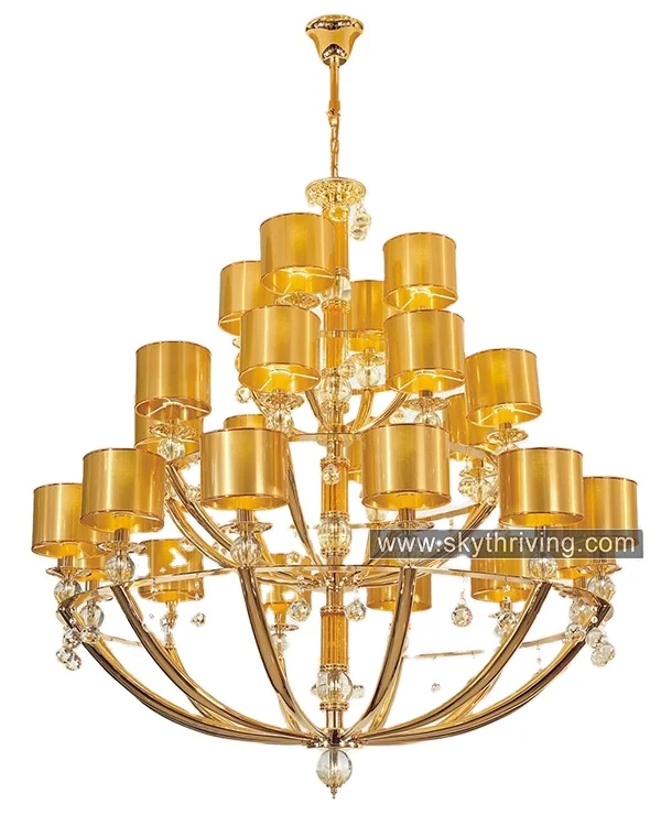 luxury golden shade iron chandelier lamp