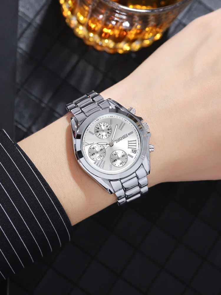 luxury wholesale skmei 1897 high quality quartz movement water resistant stainless steel oem custom men gold watch