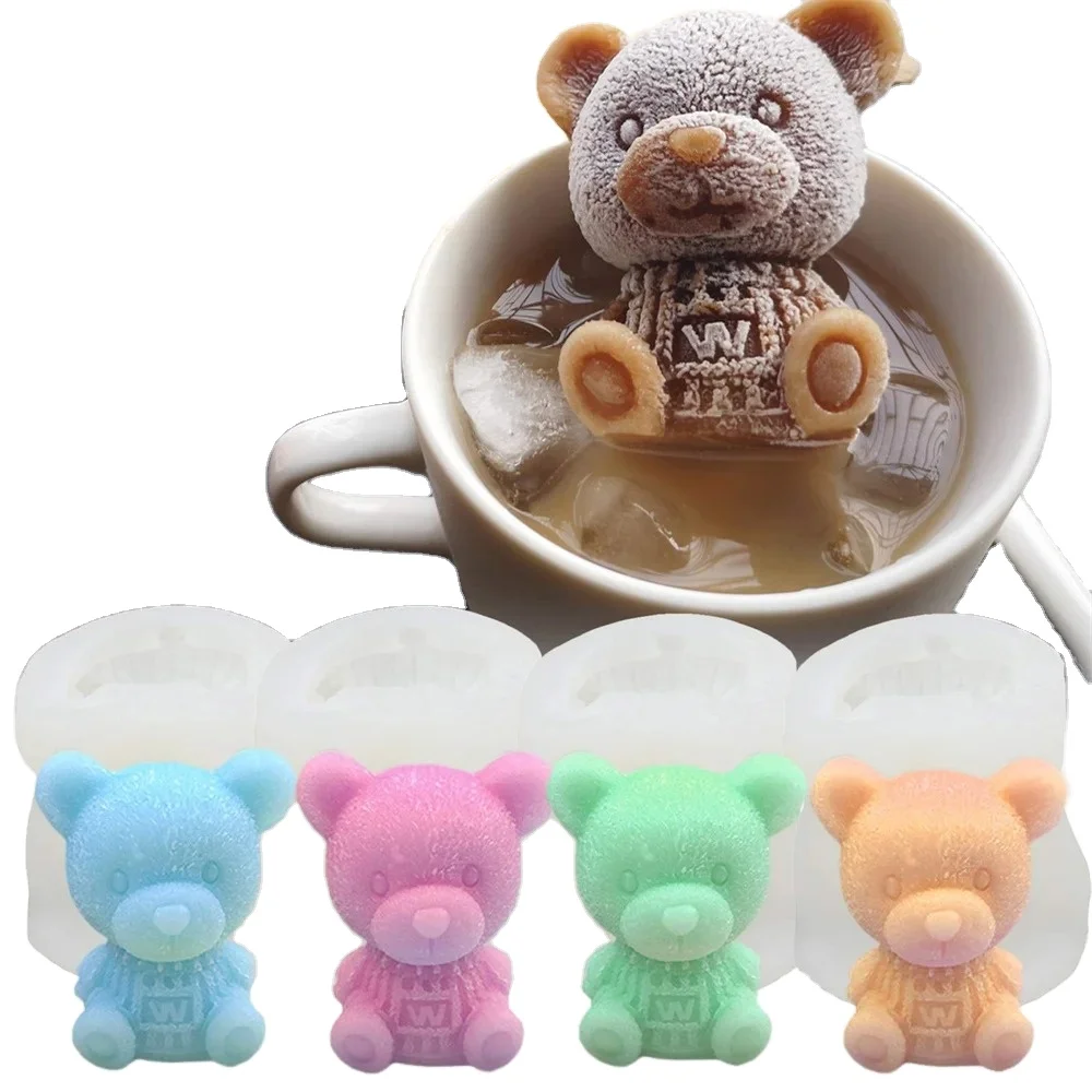 Bear ice cream mold Multi-purpose ice making silicone mold make jelly dessert wine taste cartoon cute style ice hockey