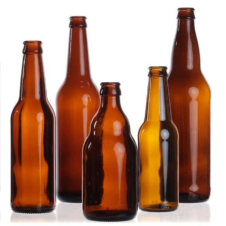 Wholesale Custom logo Amber Green Transparent 330 Ml 500 650 Glass Beer Bottle With Crown Cap