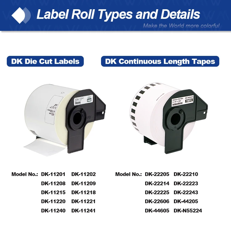 Weemay DK22214-White Continuous Length Paper Tape Dk 22214 Compatible Brother DK-22214 DK2214 Thermal Paper Roll