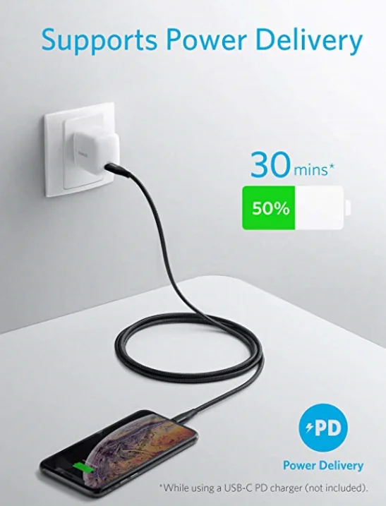 
MFI certificate C94 PD fast charging Type c to lightning data cable 18W with kevlar braided 