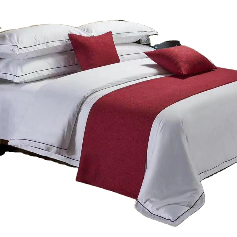 Hotel Bedding set Linen Bedsheet Luxury White Bedding Set Queen King 100% Cotton 300TC Bed Sheet Set