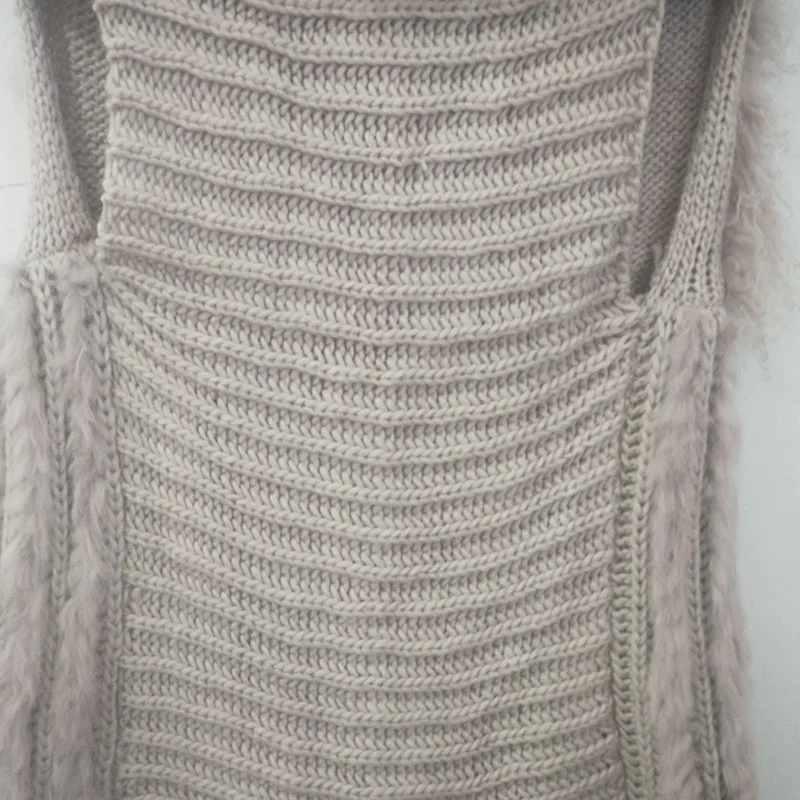Real Rabbit Fur Vest With Mongolia Sheep Collat Women Long Elastic Knitted Fur Gilet Ladies Spring 2024 Fashion Vests