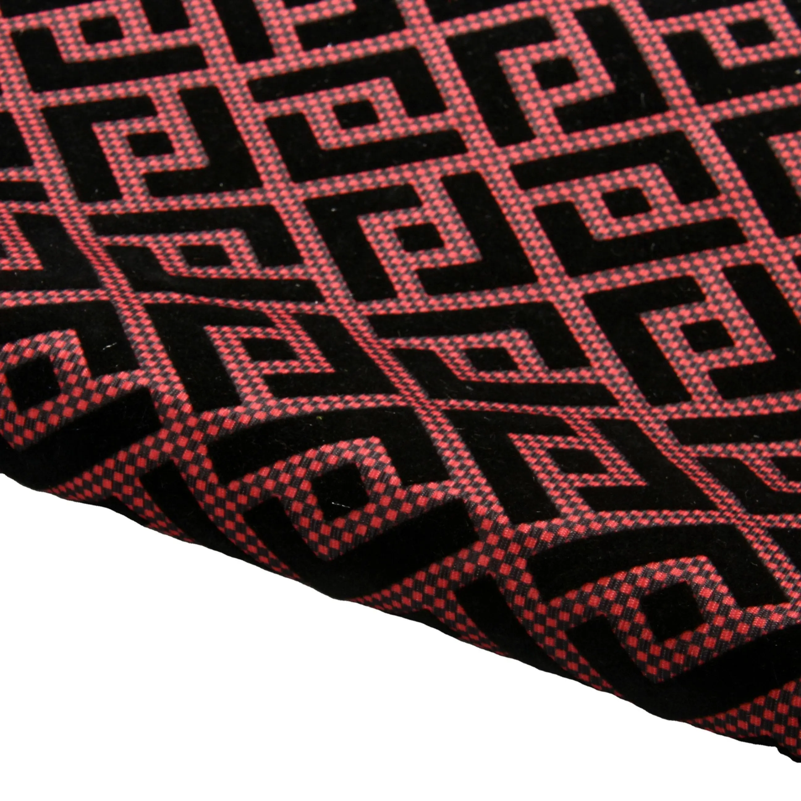 Custom black red printing upholstery textiles fabric flocking fabric for furniture