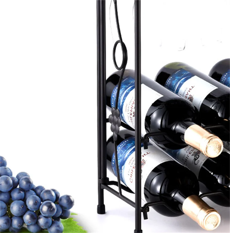 Amazon Best Sell Wine Rack Metal 8 Bottles Home Decoration Iron Wire Free Standing Wine Glasses Rack Wooden Wine Rack For Home