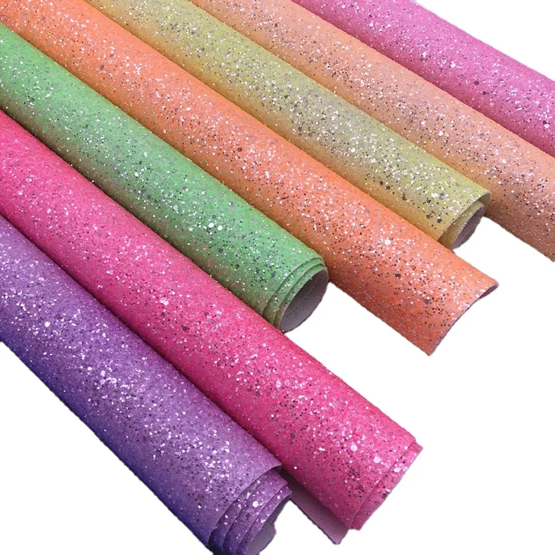 (BY4053)  Neon Pastel Chunky Glitter Fabric