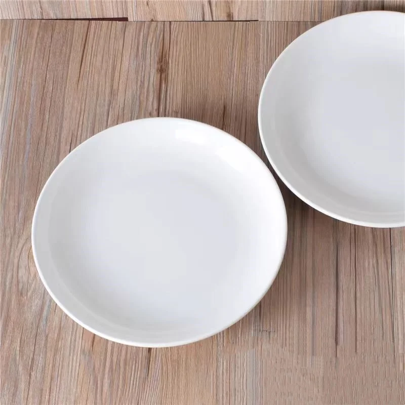 Small Pure White Household Ceramic Bone Spitting Dish 6-inch Peanut Round Dish That Can Be Put Into The Microwave Dishwasher