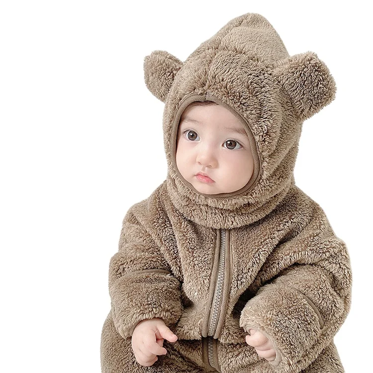 Hot Autumn Winter Comfortable Large Size Pure Color Cartoon Anime Home Pleuche Baby Kids Romper Onesie Nightwear