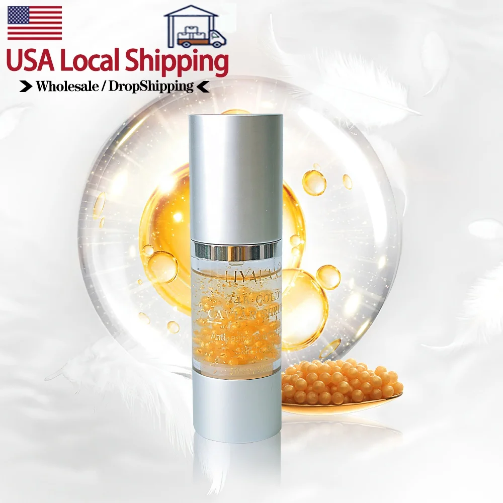 Wholesale Korea Skin Care OEM Anti Wrinkle Anti Aging Vitamin E Nicotinamide 24k Gold Caviar Facial Serum