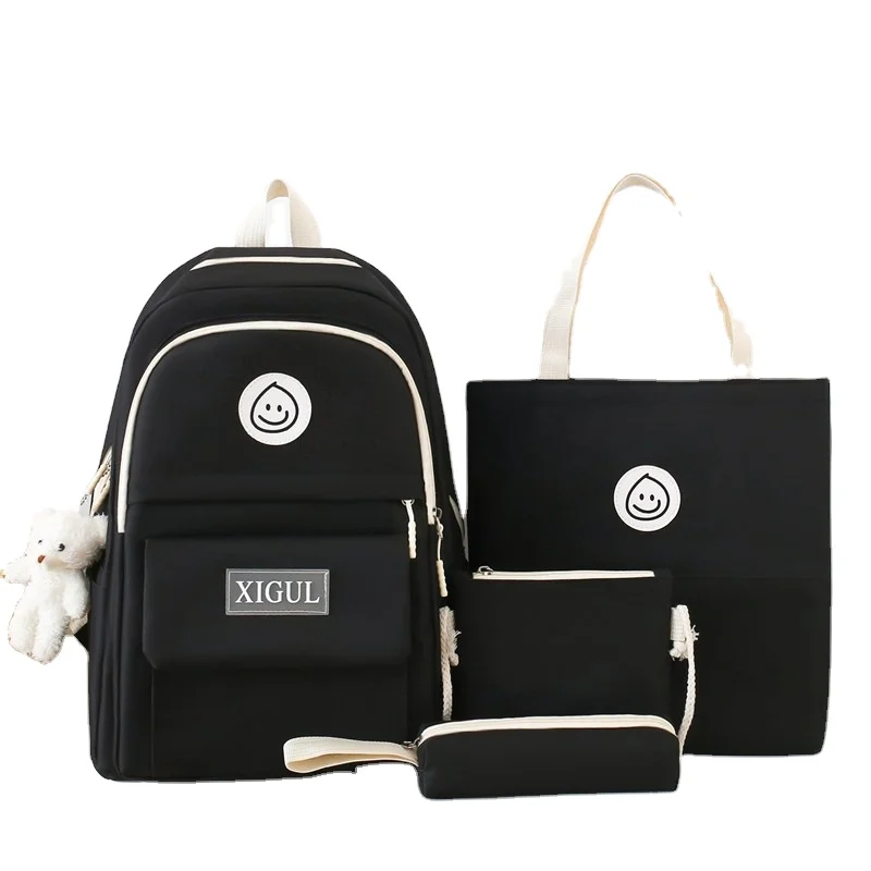 Custom Logo Girl Casual Backpack School Bag And Lunch Bag 4 Piece Set School Bookbag Schoolbag