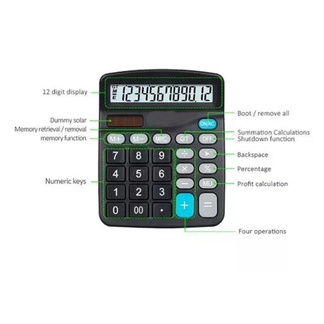 Wholesale price office desktop business calculadora 12 digits financial calculator with large lcd